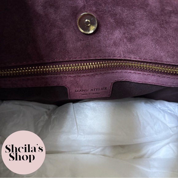 NWT Manu Atelier Le Cambon 35 Bag in Merlot Suede - Picture 7 of 8